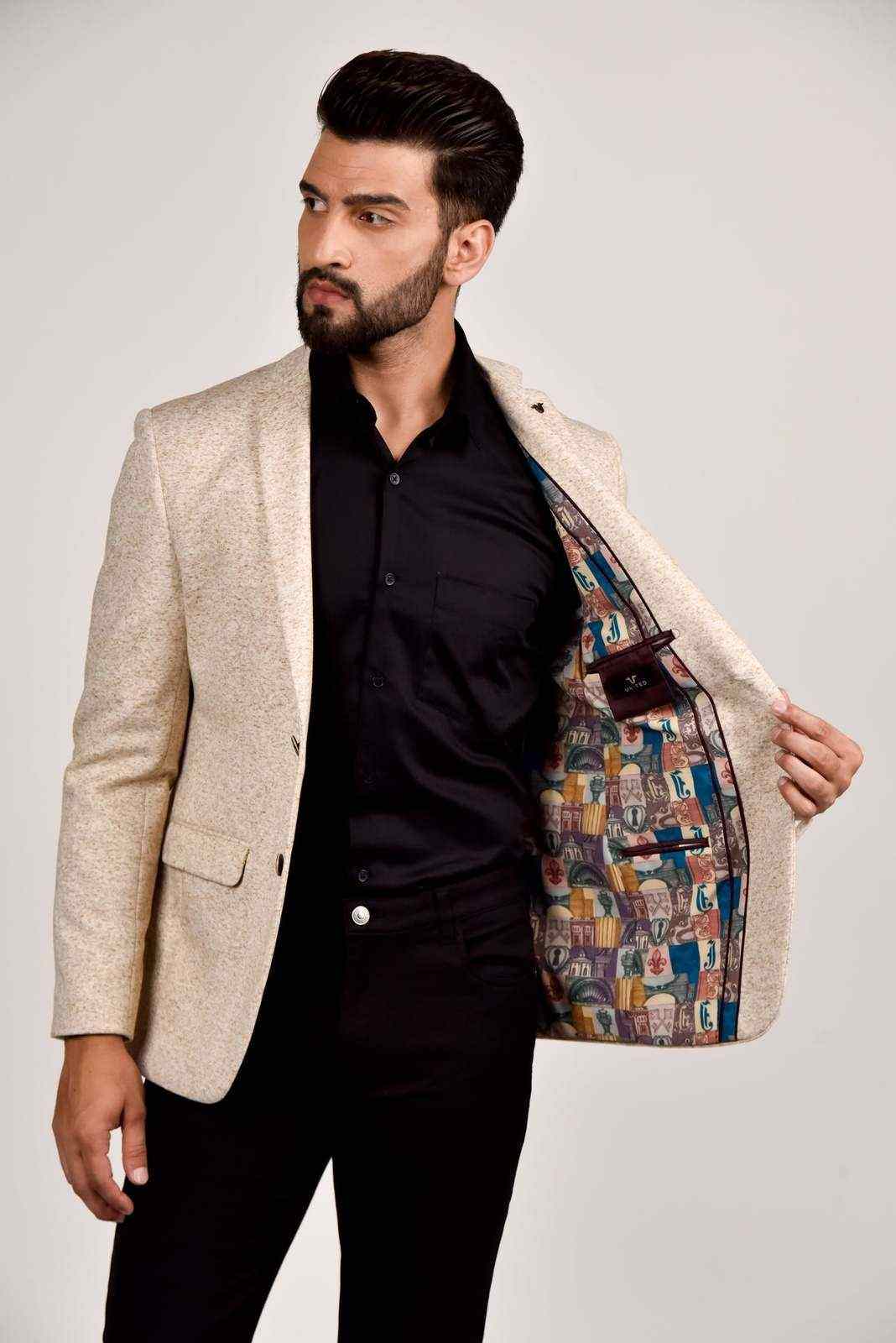 Beige Knitted Blazer house-of-united