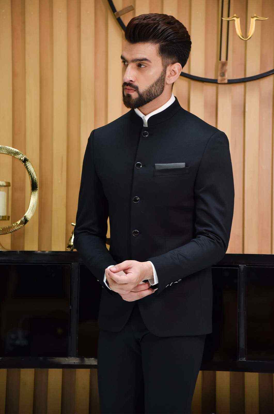 Navy Knitted 2 Pc Suit With Stretch house-of-united
