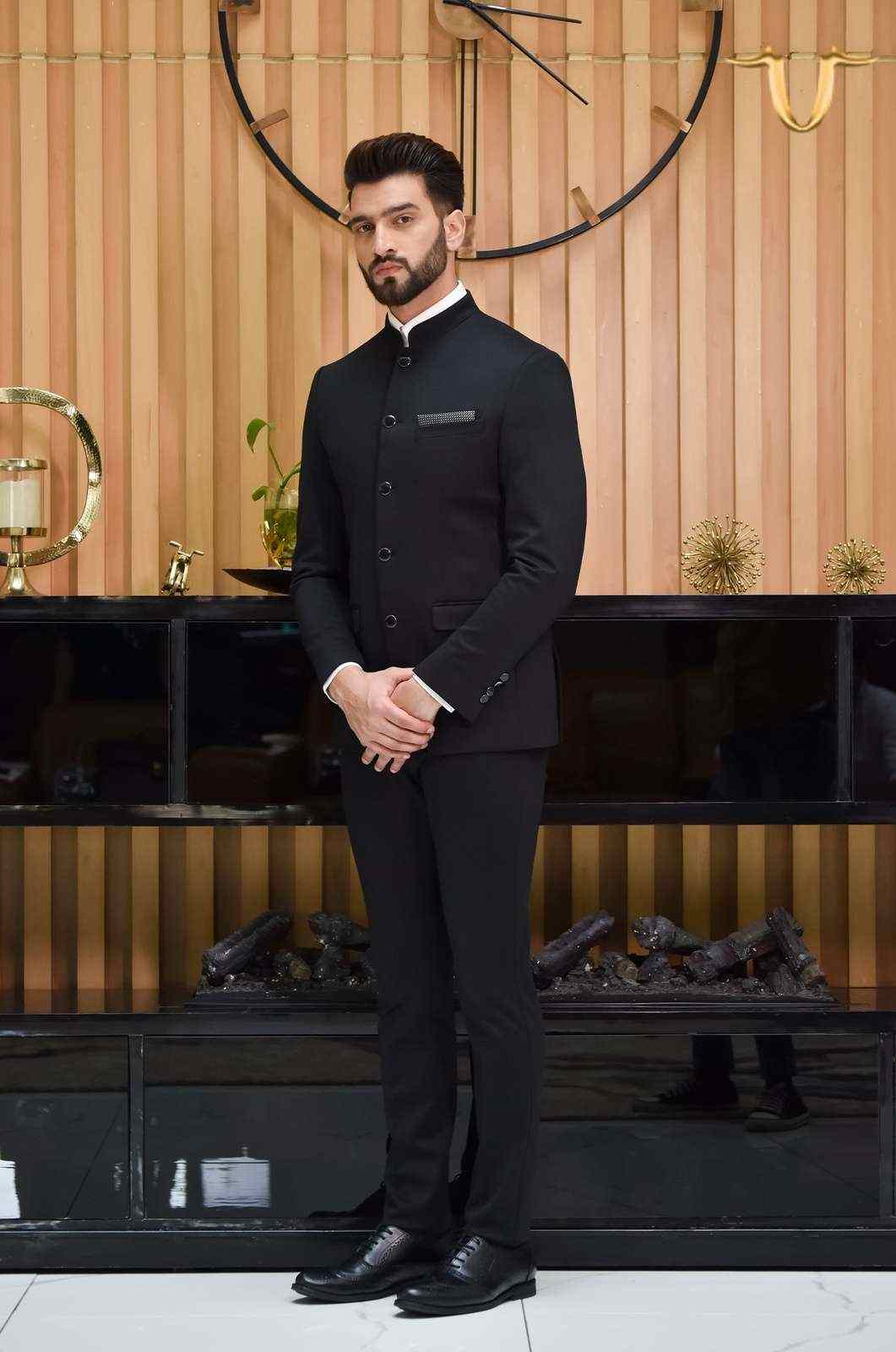 Navy Knitted 2 Pc Suit With Stretch house-of-united
