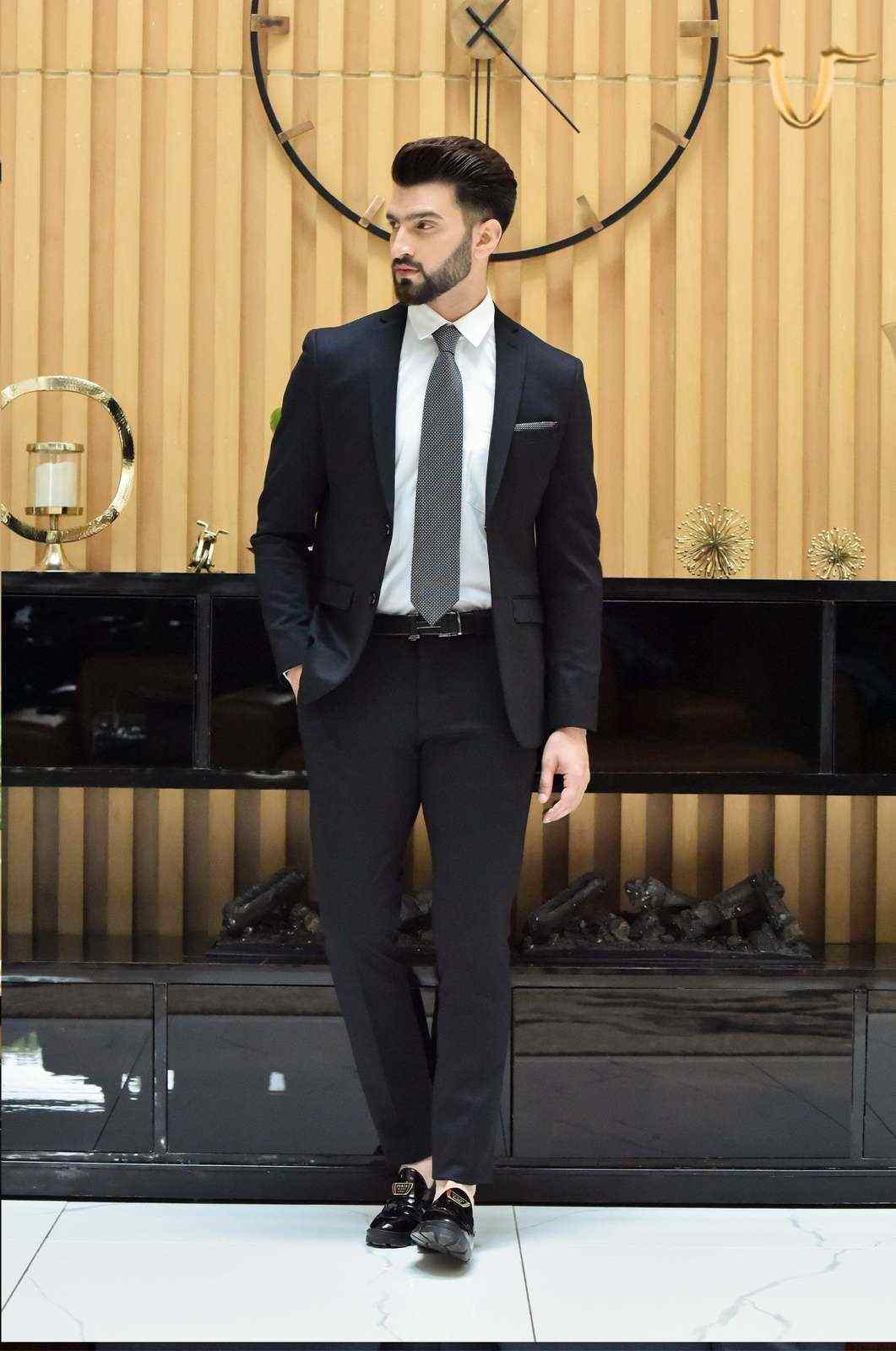 Black Knitted 2 Pc Suit house-of-united