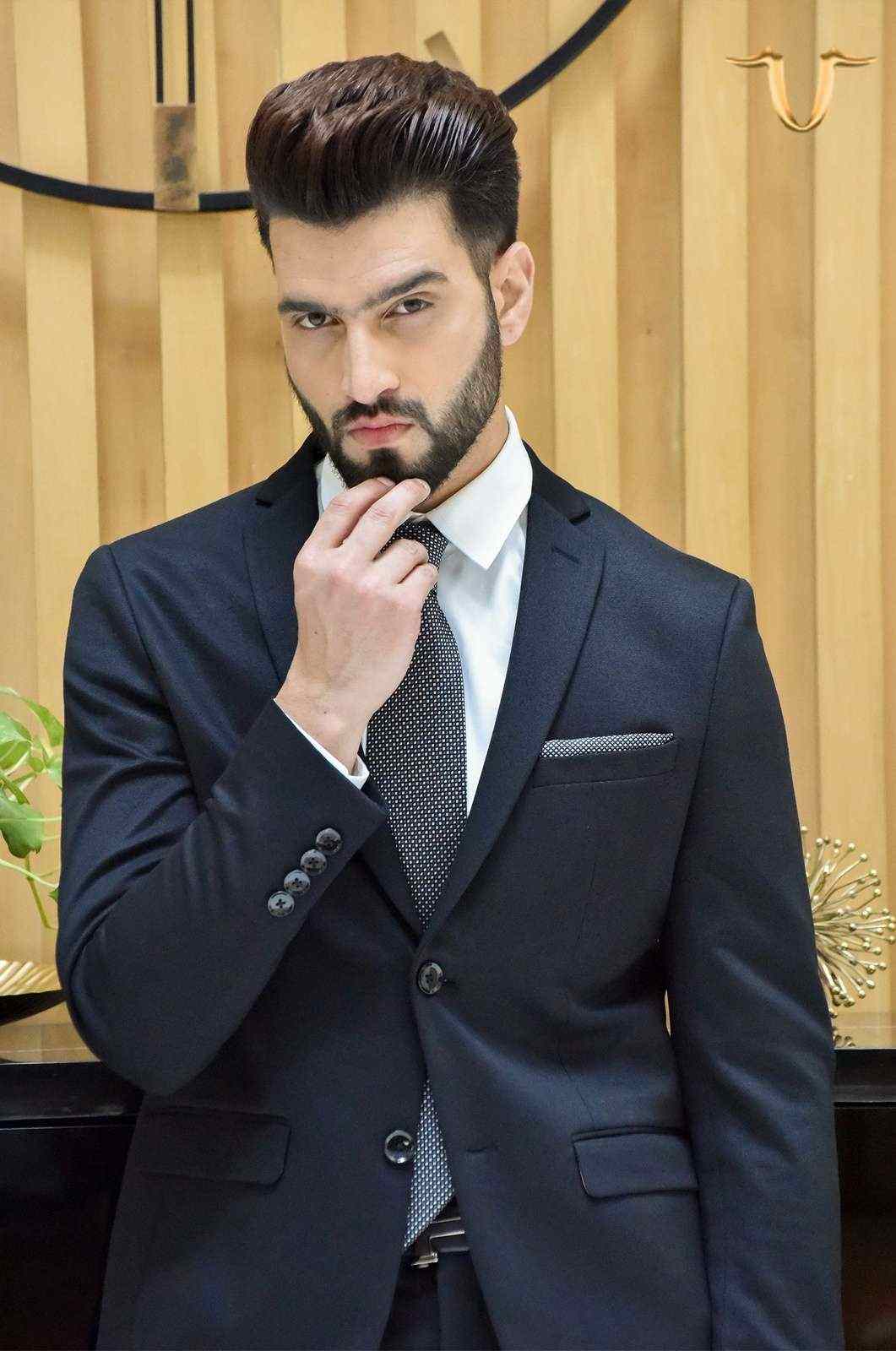 Black Knitted 2 Pc Suit house-of-united