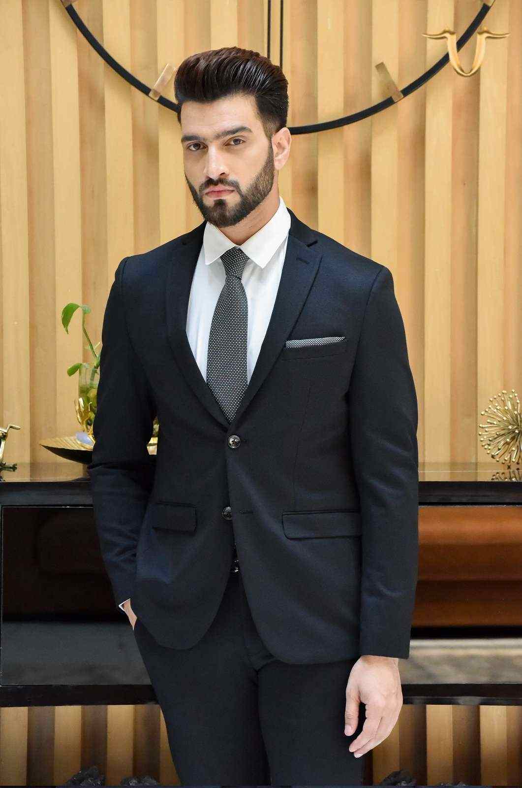 Black Knitted 2 Pc Suit house-of-united