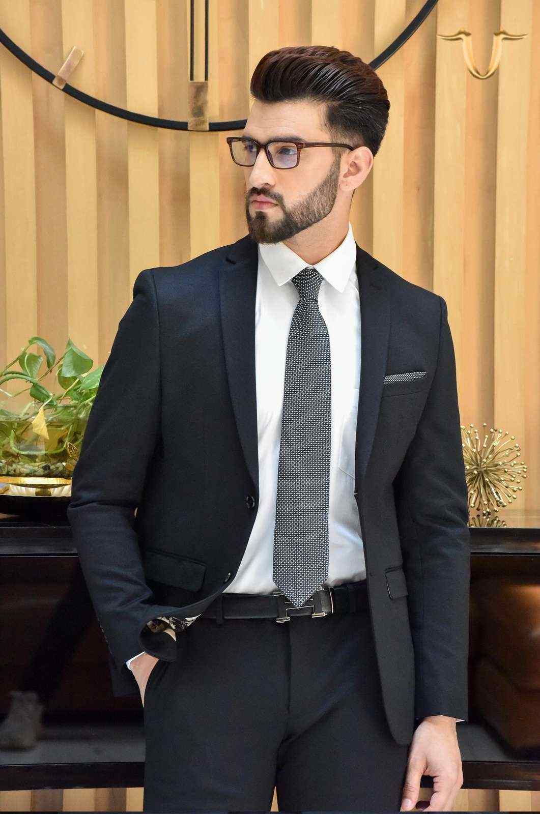 Black Knitted 2 Pc Suit house-of-united