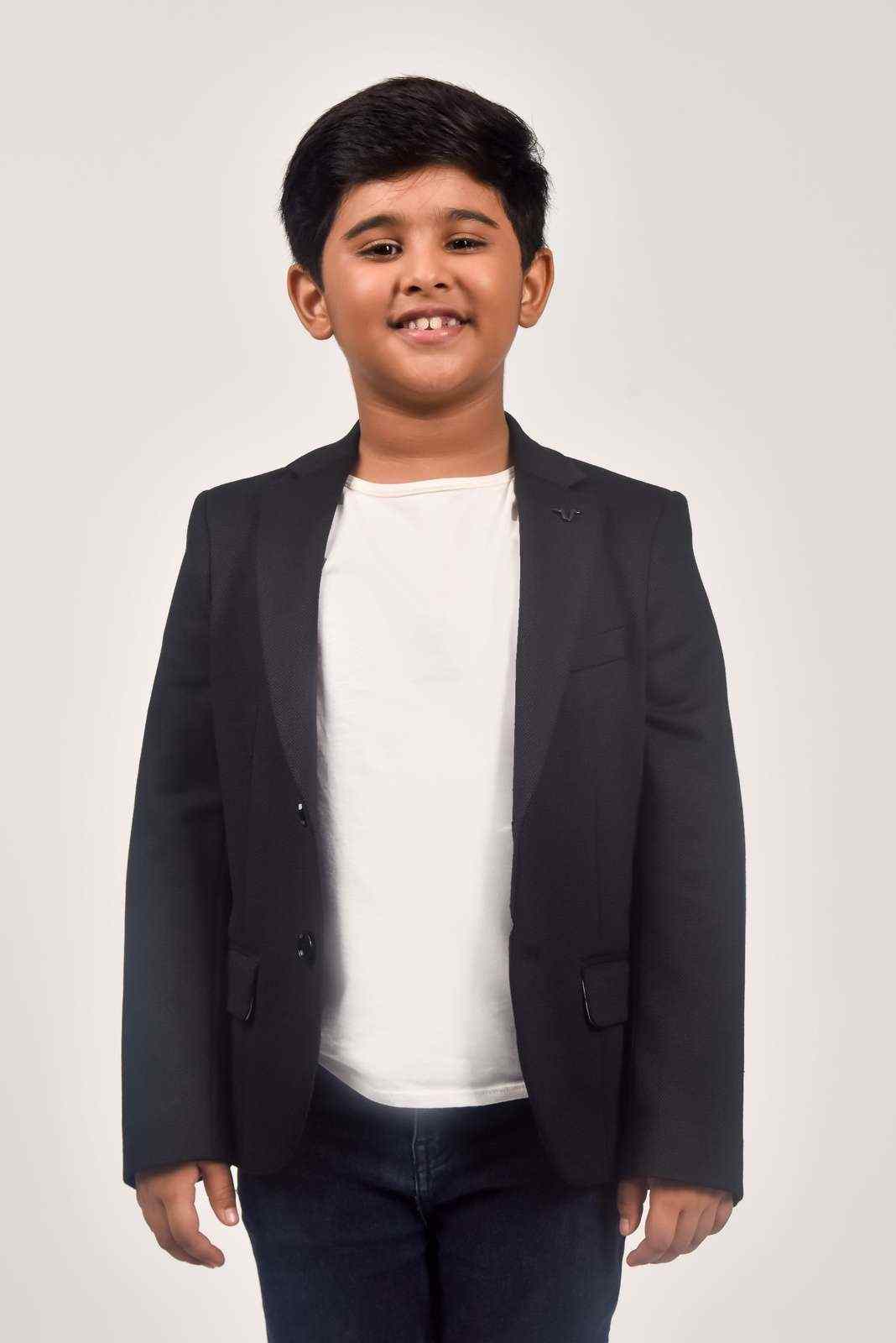 Black Knitted Boys Blazer