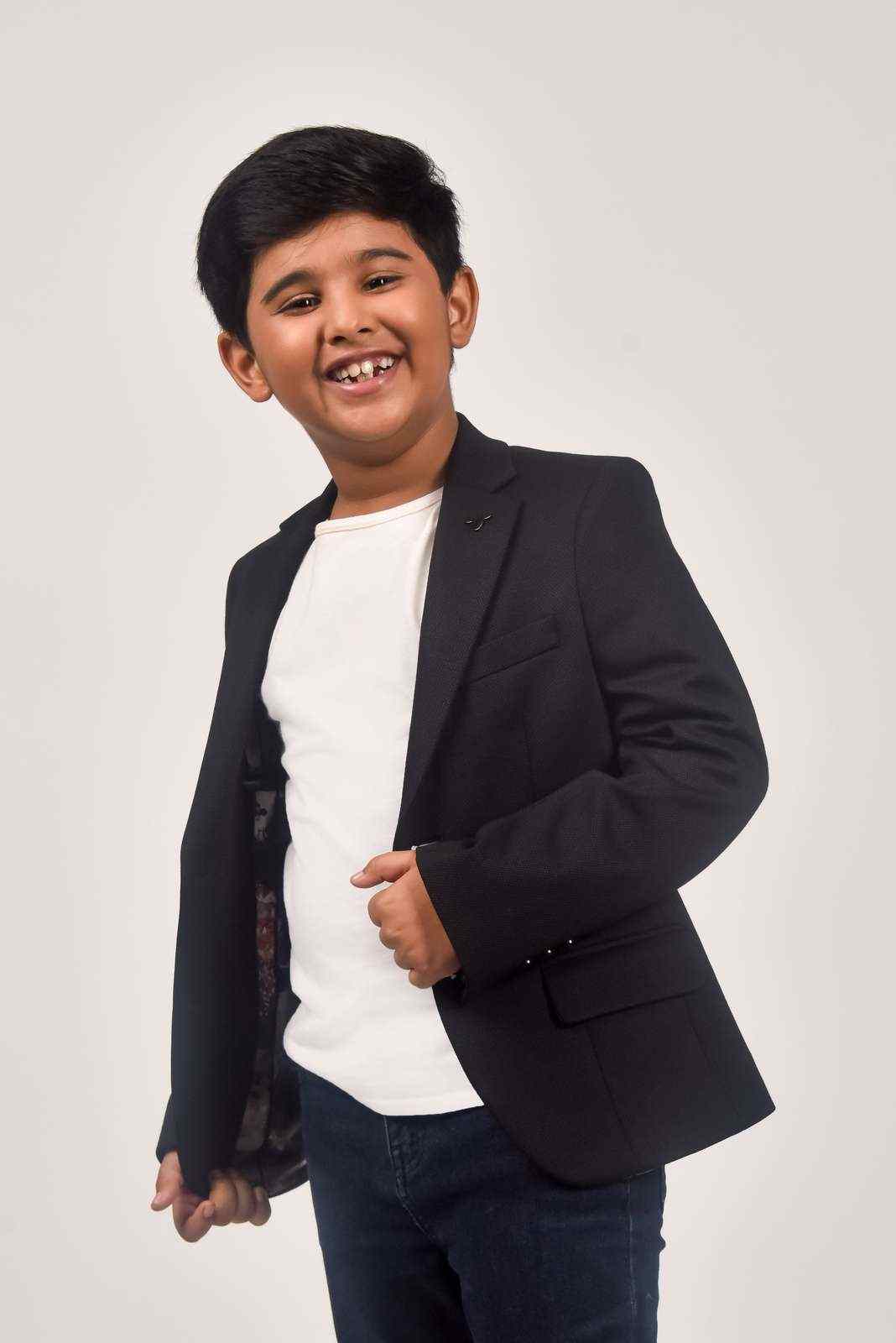 Black Knitted Boys Blazer