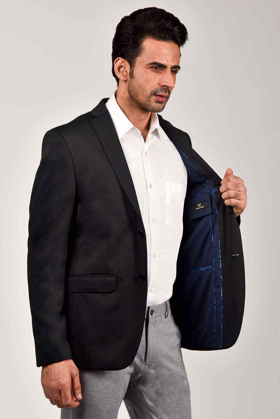 Black Knitted Fashion Blazer house-of-united