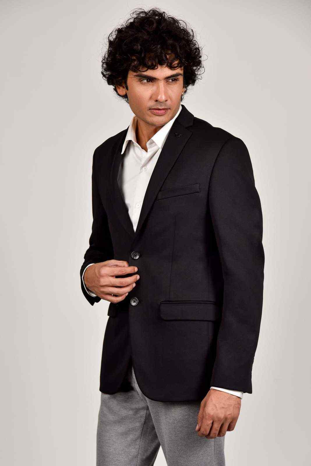 Black Knitted Premium Blazer house-of-united