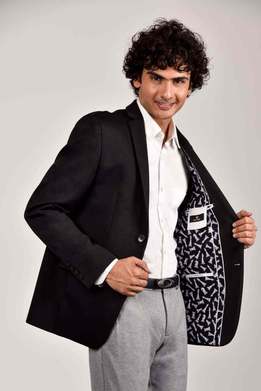 Black Knitted Premium Blazer house-of-united