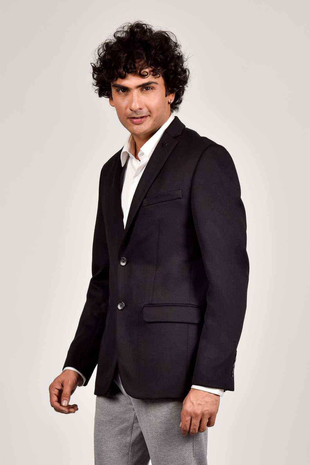 Black Knitted Premium Blazer house-of-united
