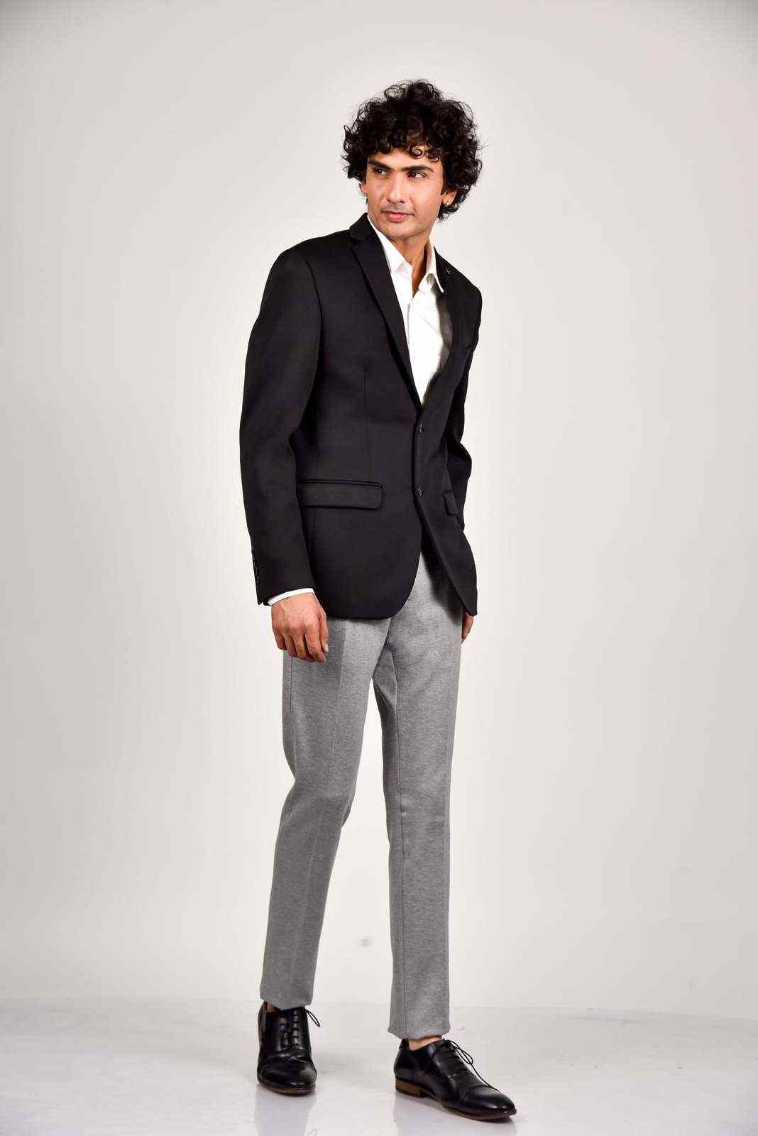 Black Knitted Premium Blazer house-of-united
