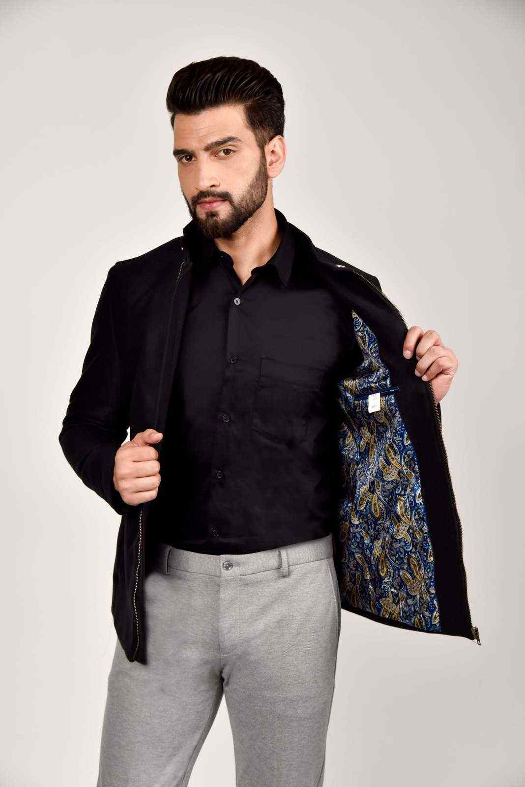 Black Tweed Winter Blazer house-of-united