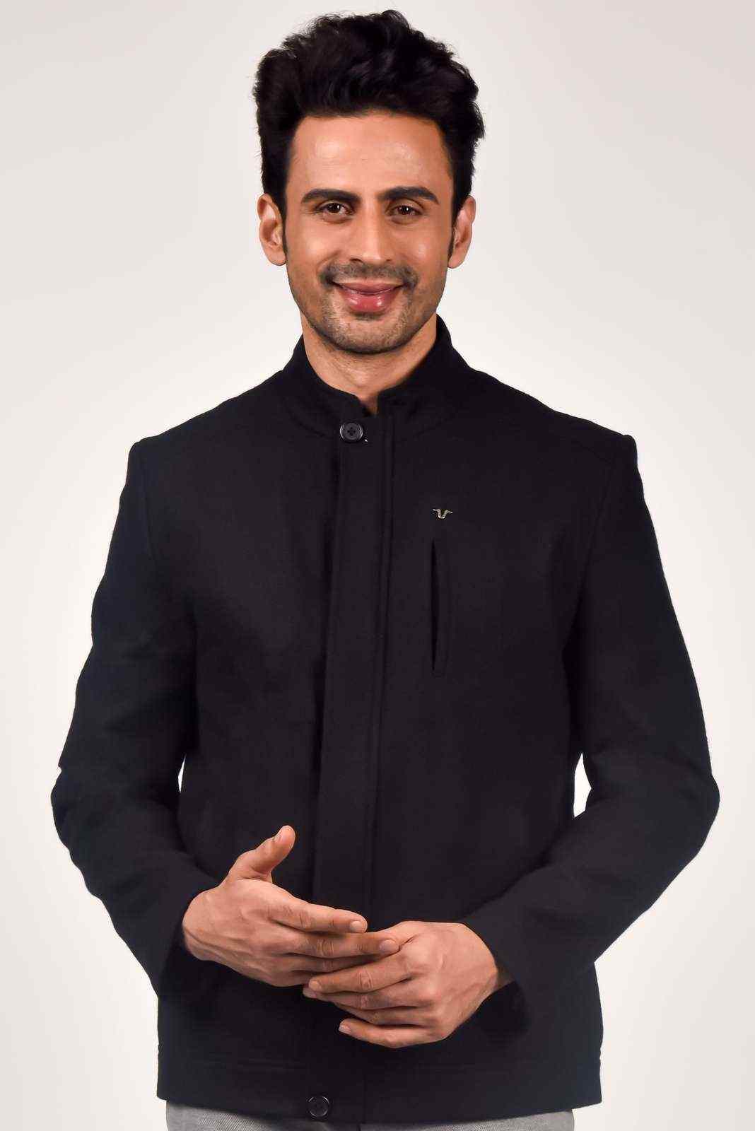 Black Tweed Zipper Jacket house-of-united
