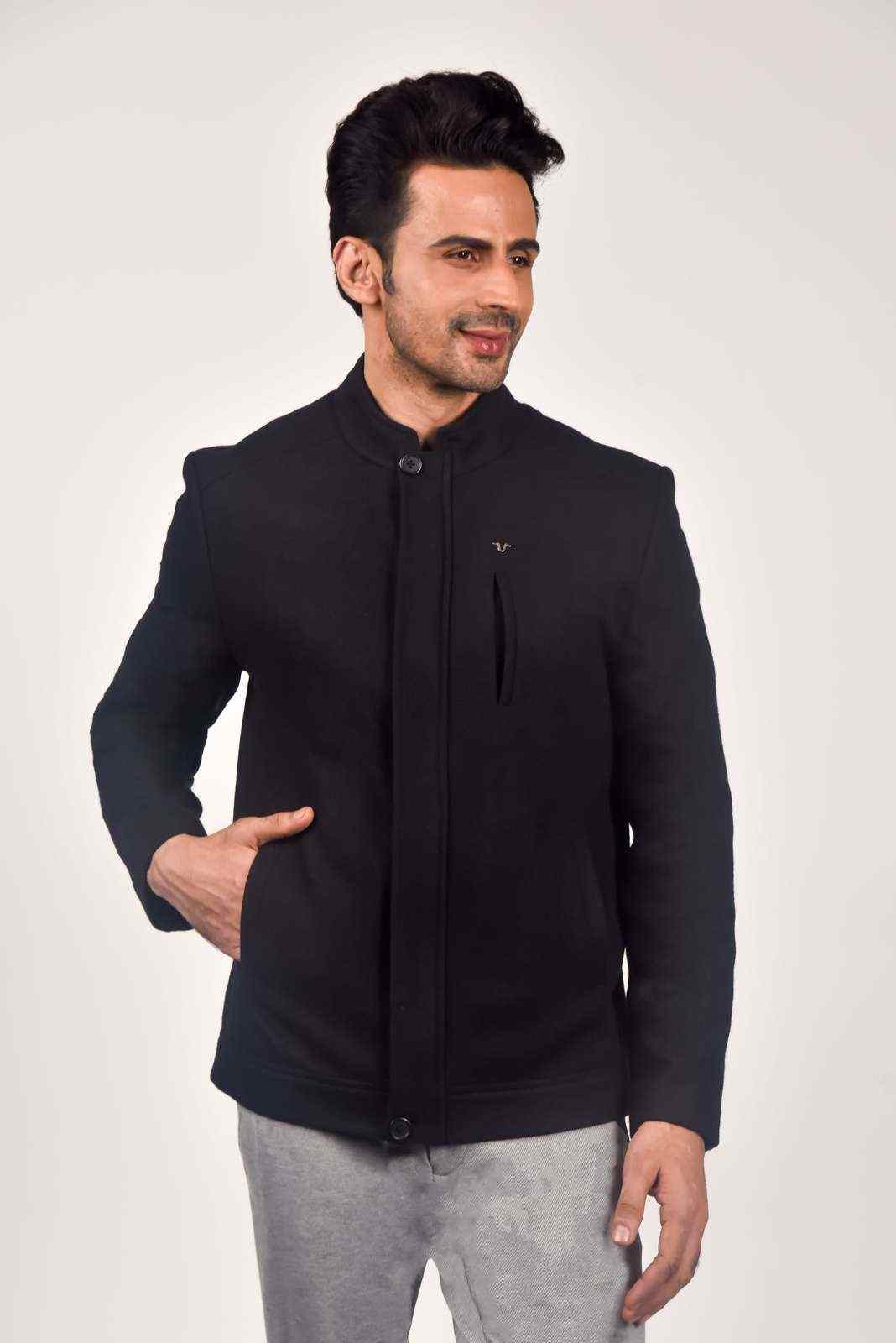 Black Tweed Zipper Jacket house-of-united