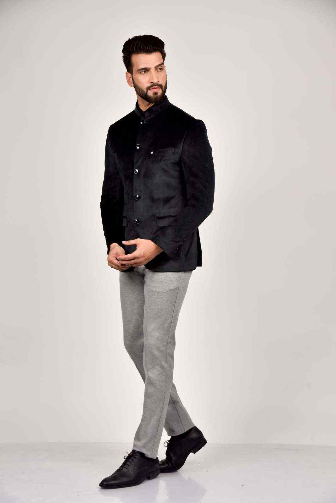 Black Velvet Bandhgala Blazer house-of-united