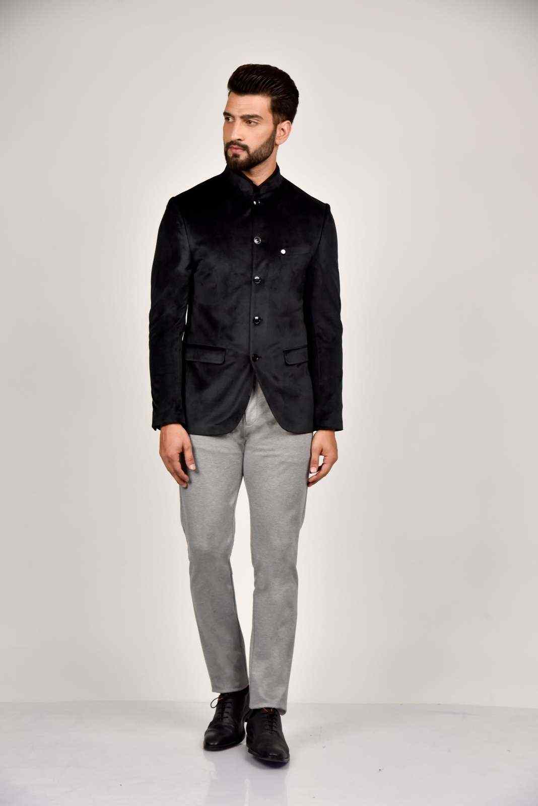 Black Velvet Bandhgala Blazer house-of-united