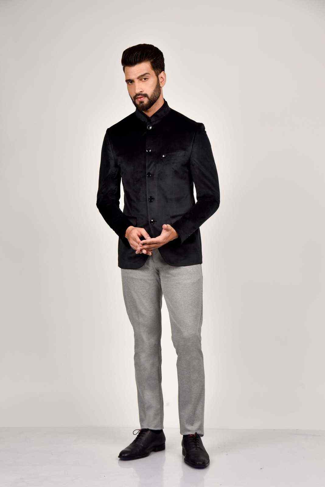 Black Velvet Bandhgala Blazer house-of-united