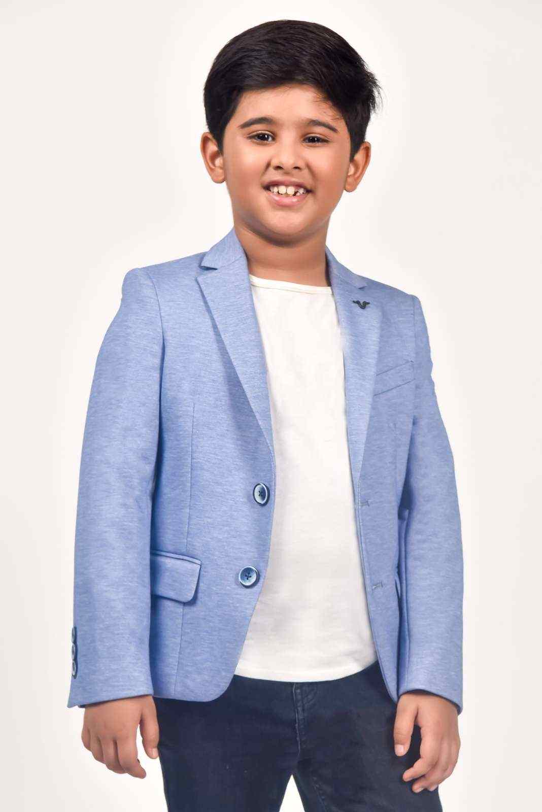 Blue Knitted Blazer For Birthdays