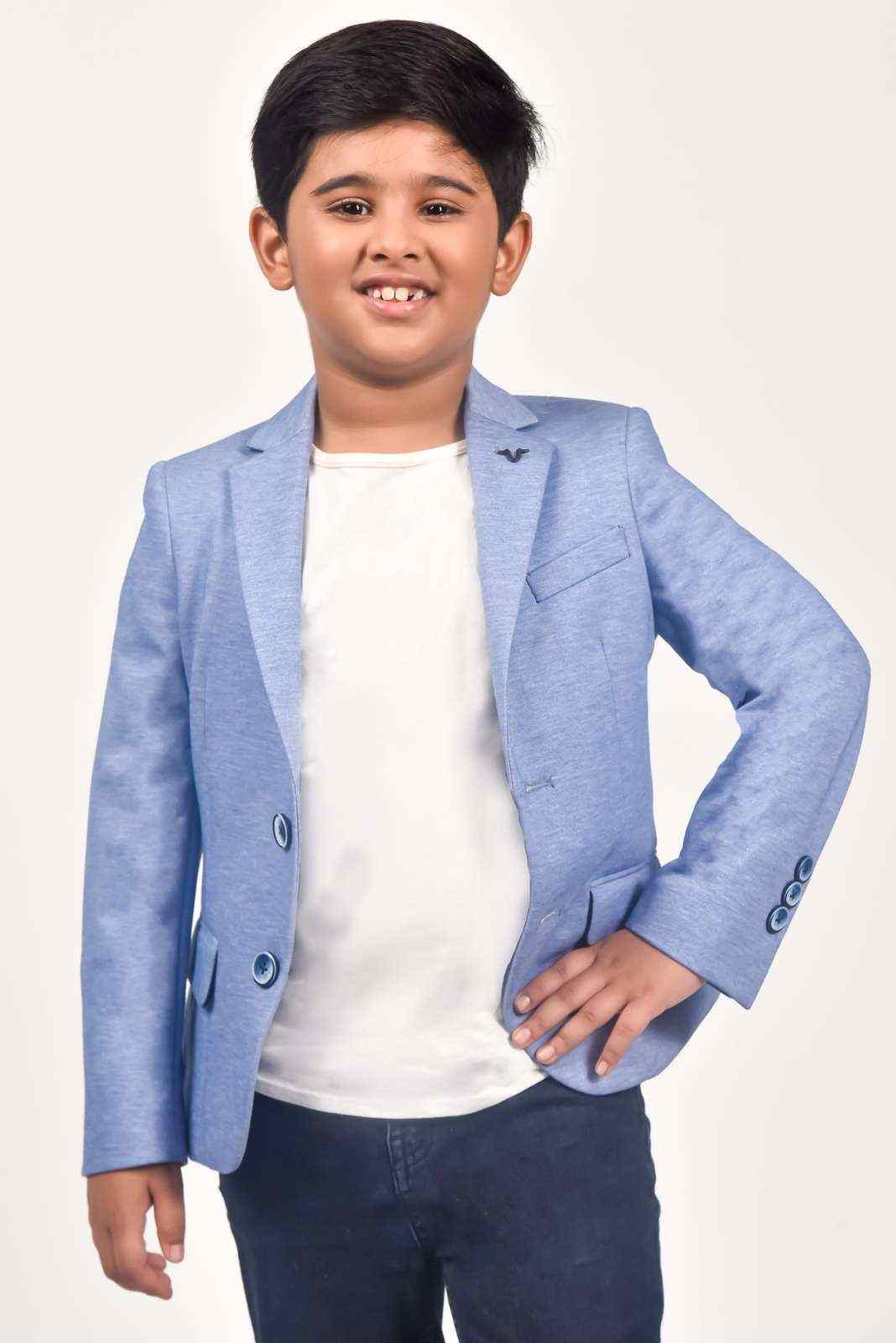 Blue Knitted Blazer For Birthdays