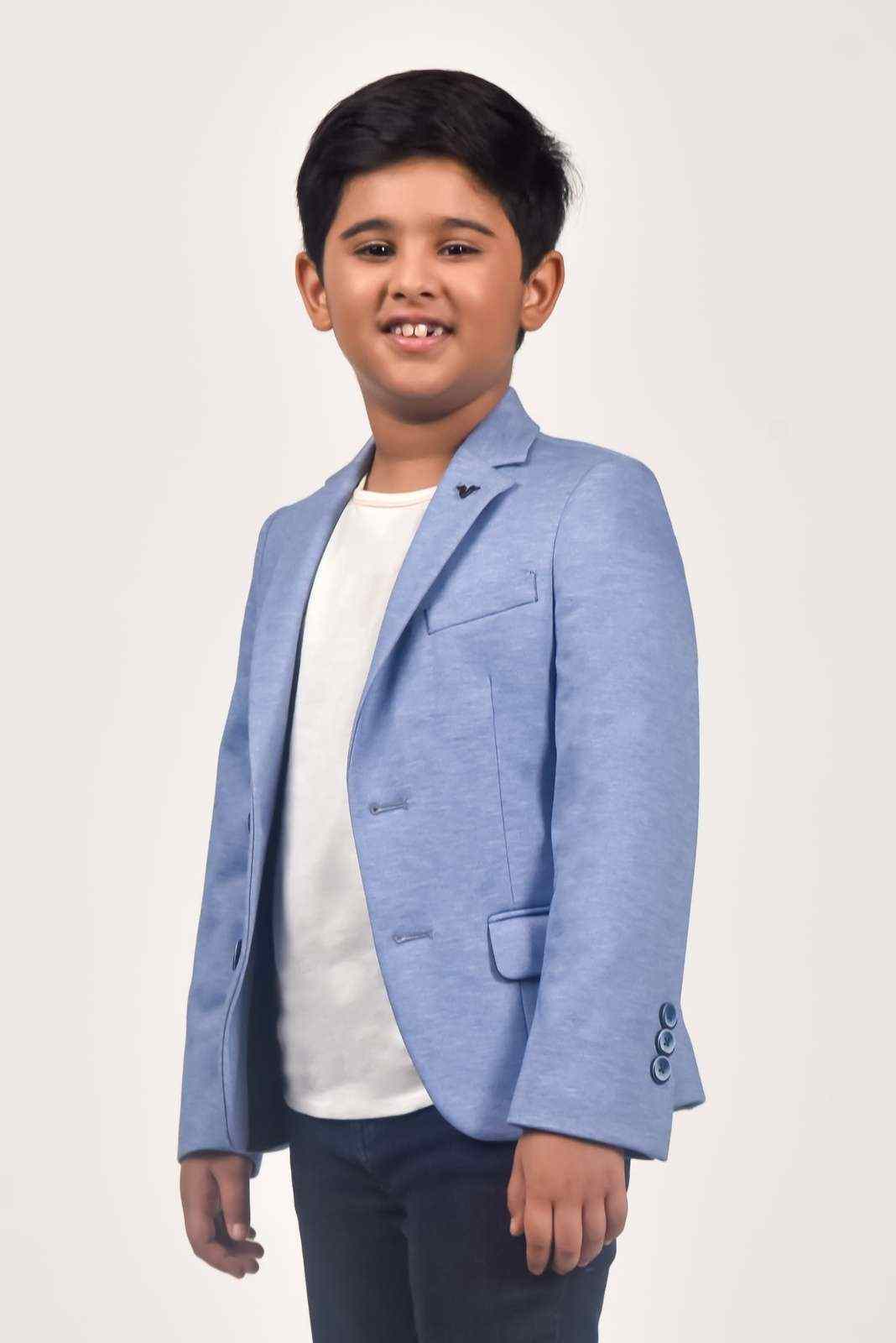 Blue Knitted Blazer For Birthdays