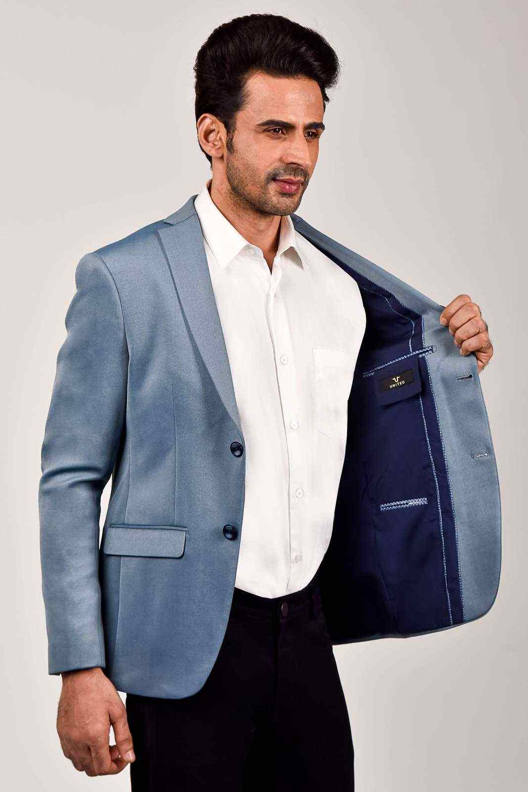 Blue Knitted Blazer For Office house-of-united