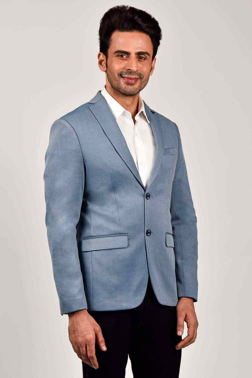 Blue Knitted Blazer For Office house-of-united