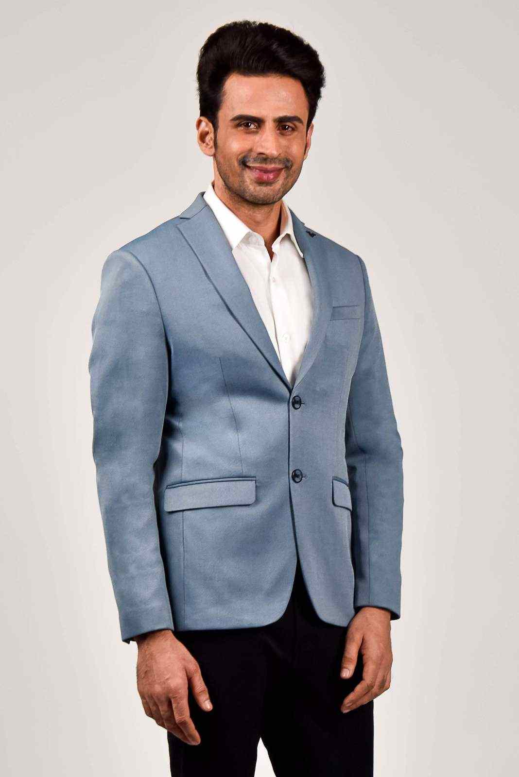 Blue Knitted Blazer For Office house-of-united