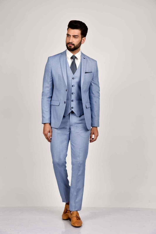 Blue Linen 3 Pc Suit house-of-united