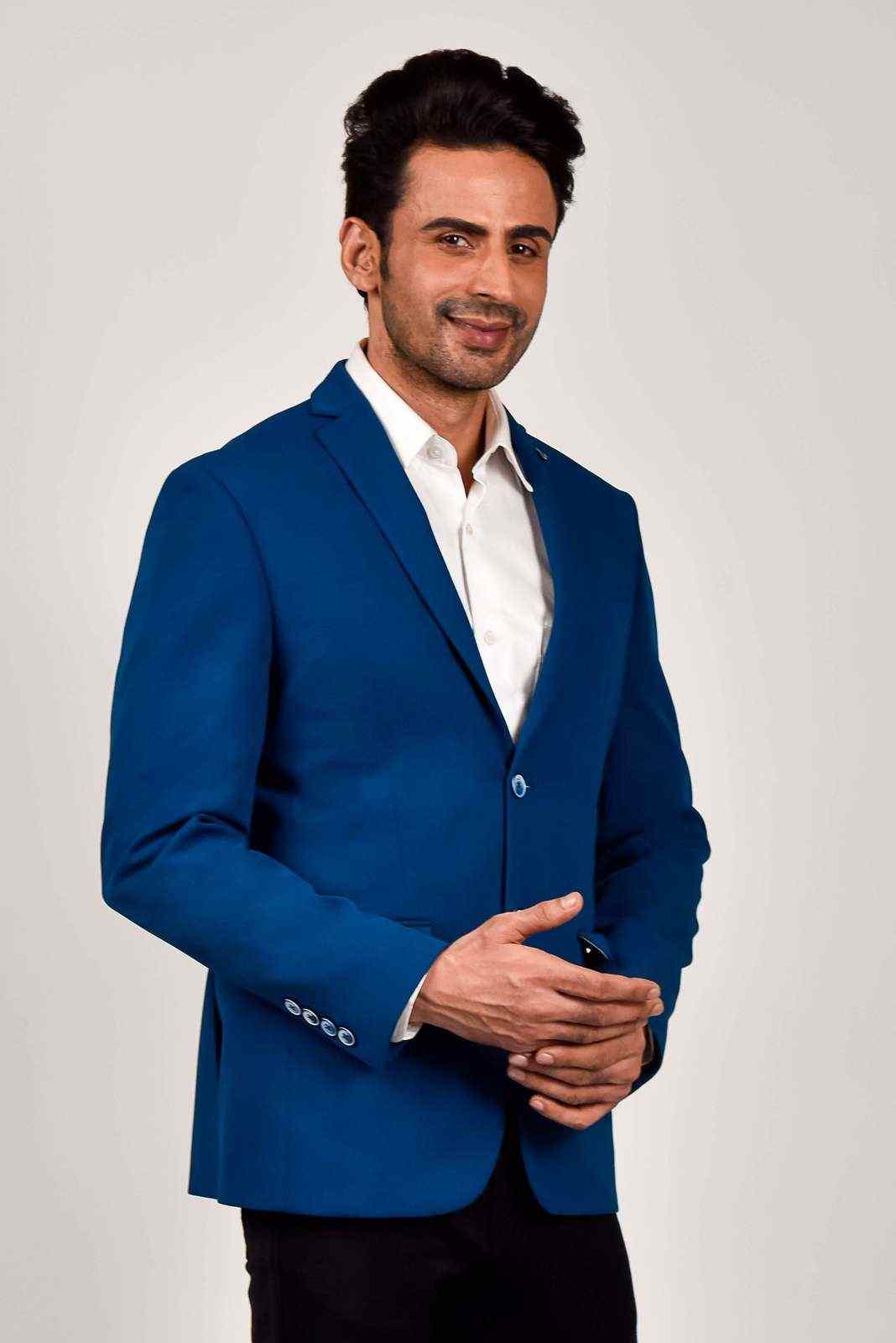 Blue Premium Knitted Blazer house-of-united