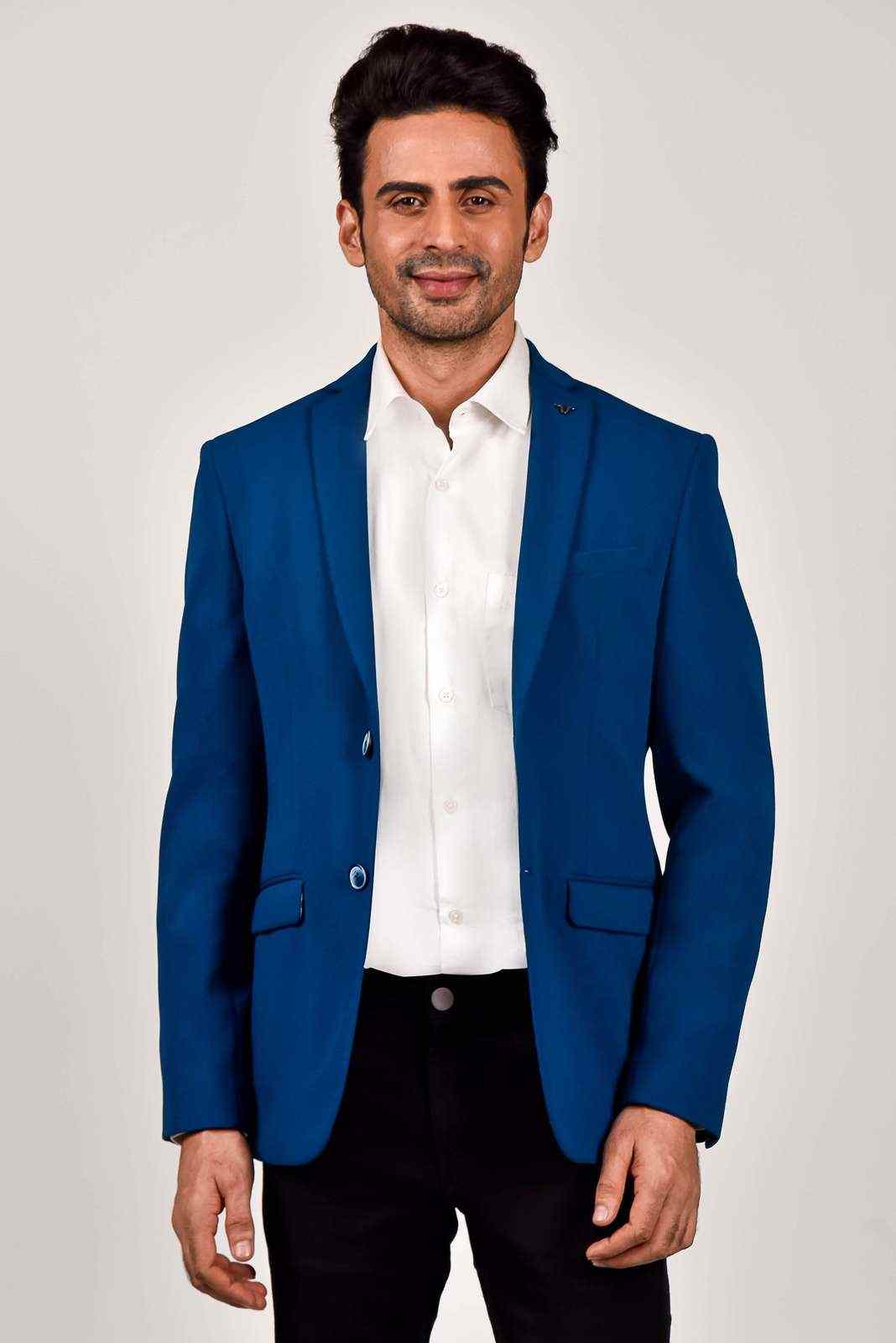 Blue Premium Knitted Blazer house-of-united