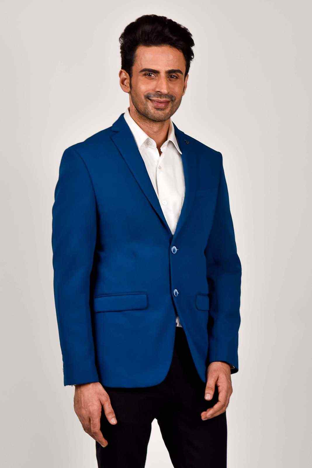 Blue Premium Knitted Blazer house-of-united