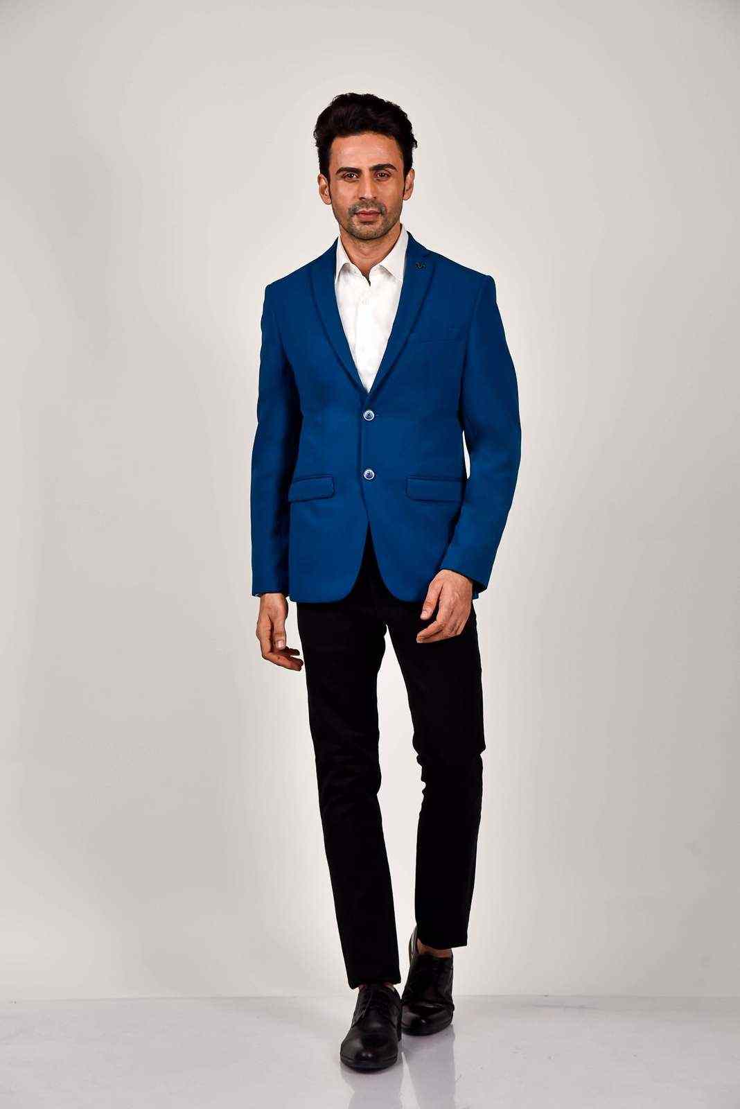 Blue Premium Knitted Blazer house-of-united