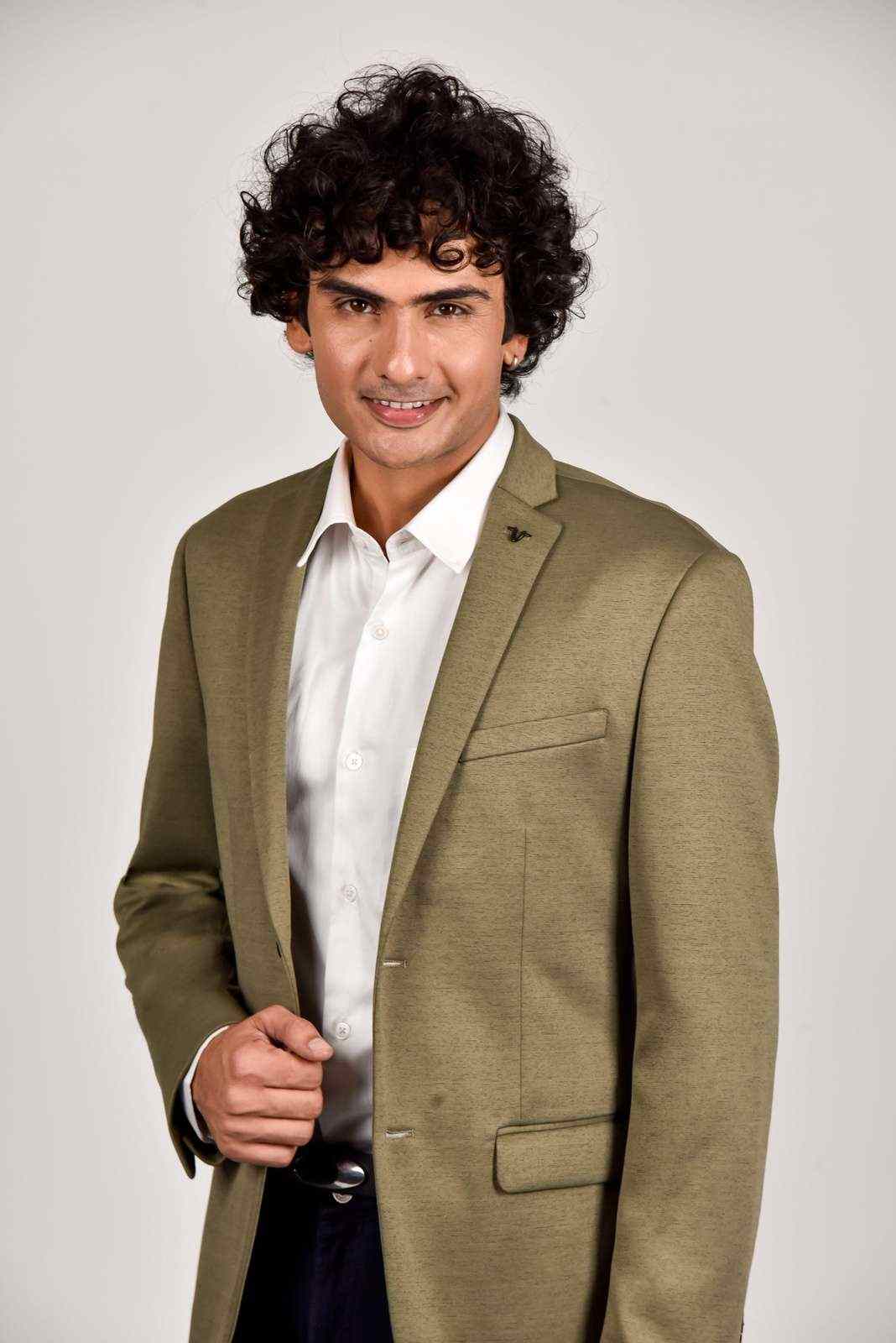 Brown Knitted Woven Blazer house-of-united