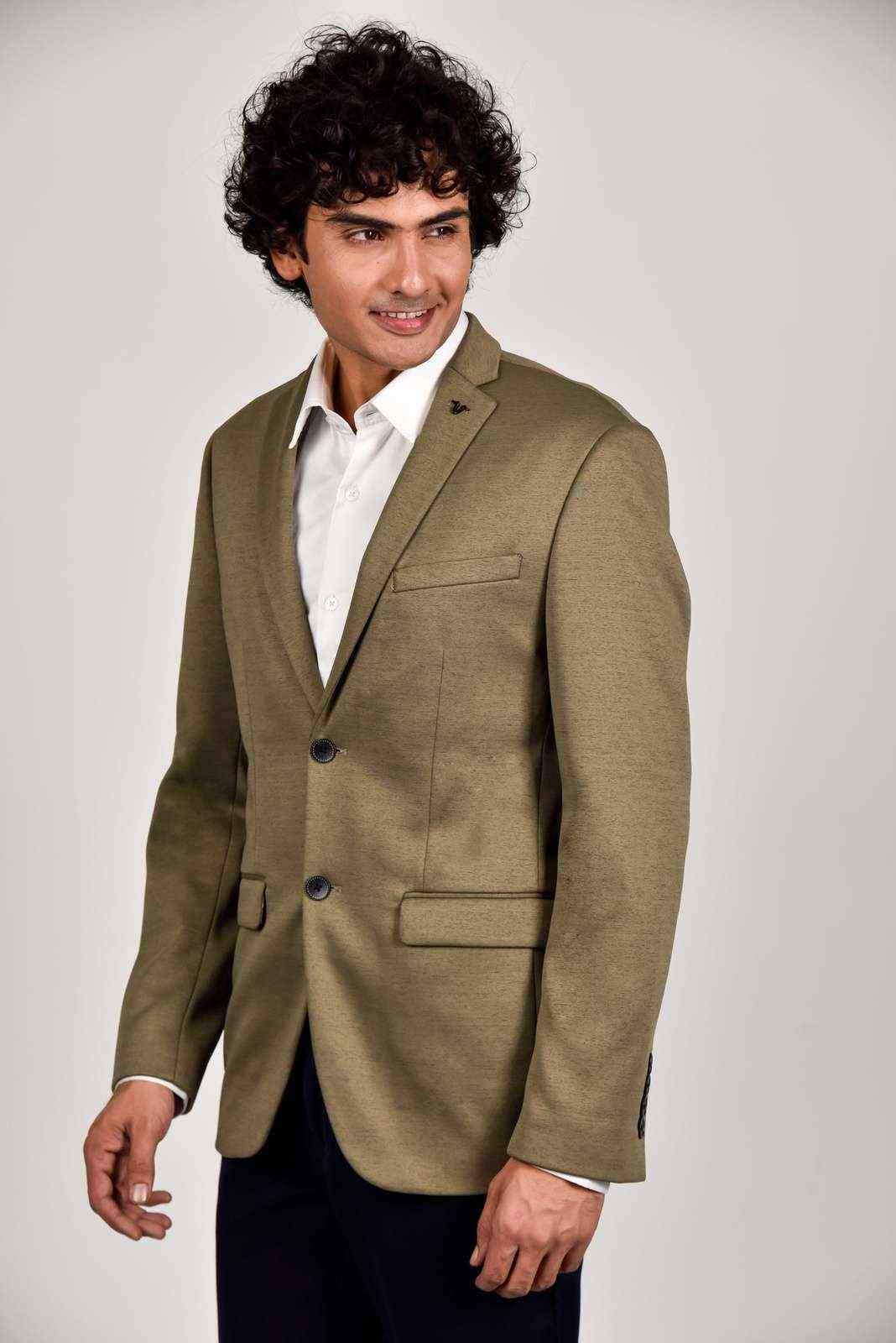 Brown Knitted Woven Blazer house-of-united