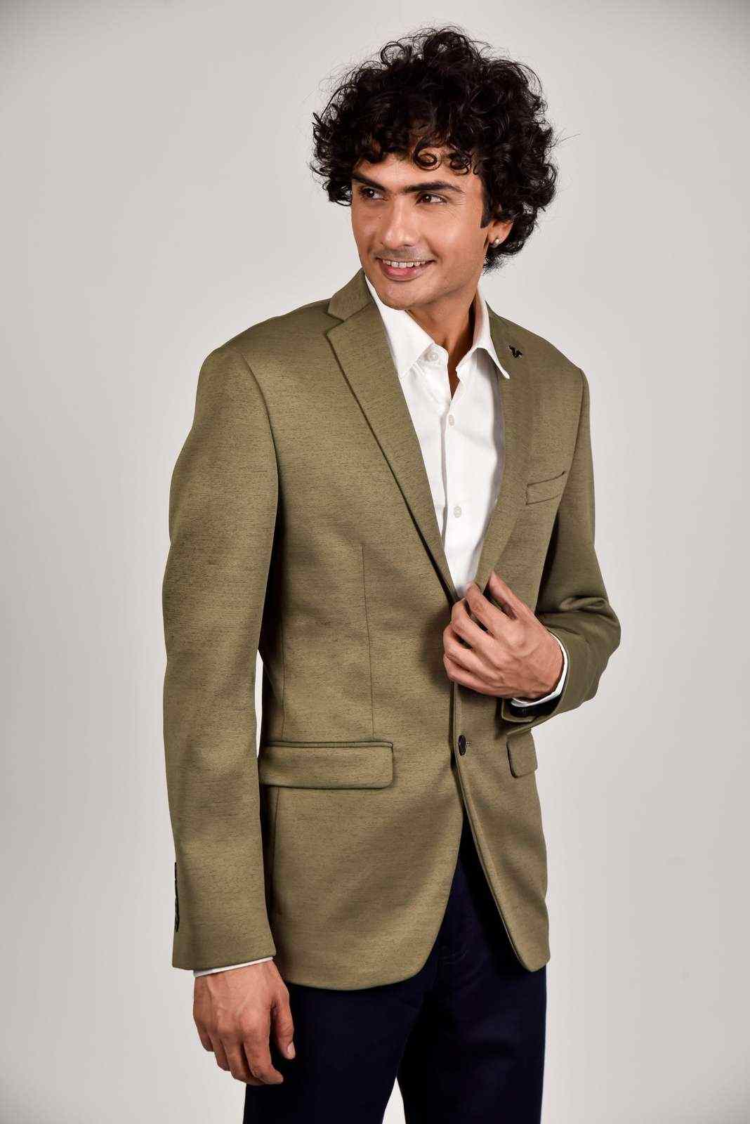 Brown Knitted Woven Blazer house-of-united