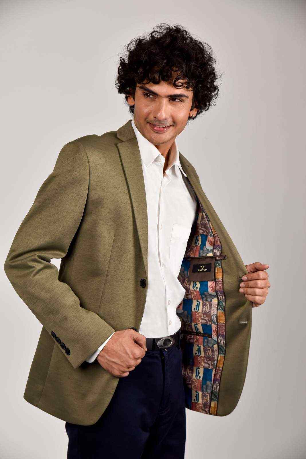 Brown Knitted Woven Blazer house-of-united