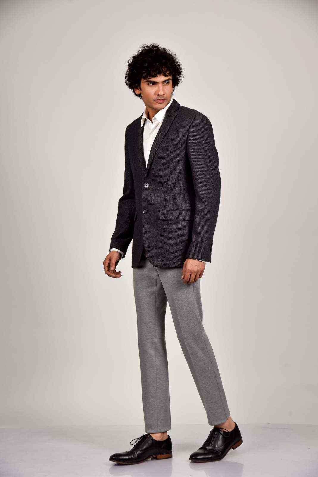 Charcoal Tweed Woven Blazer house-of-united