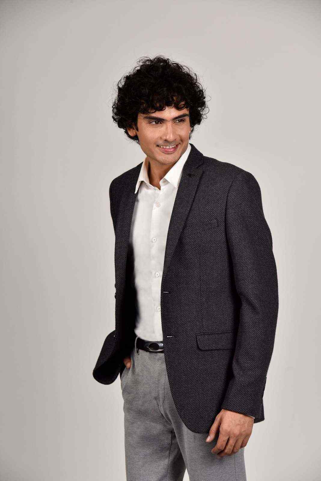 Charcoal Tweed Woven Blazer house-of-united