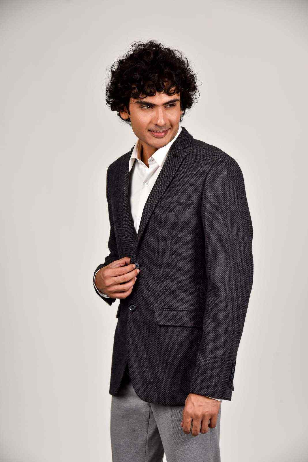Charcoal Tweed Woven Blazer house-of-united