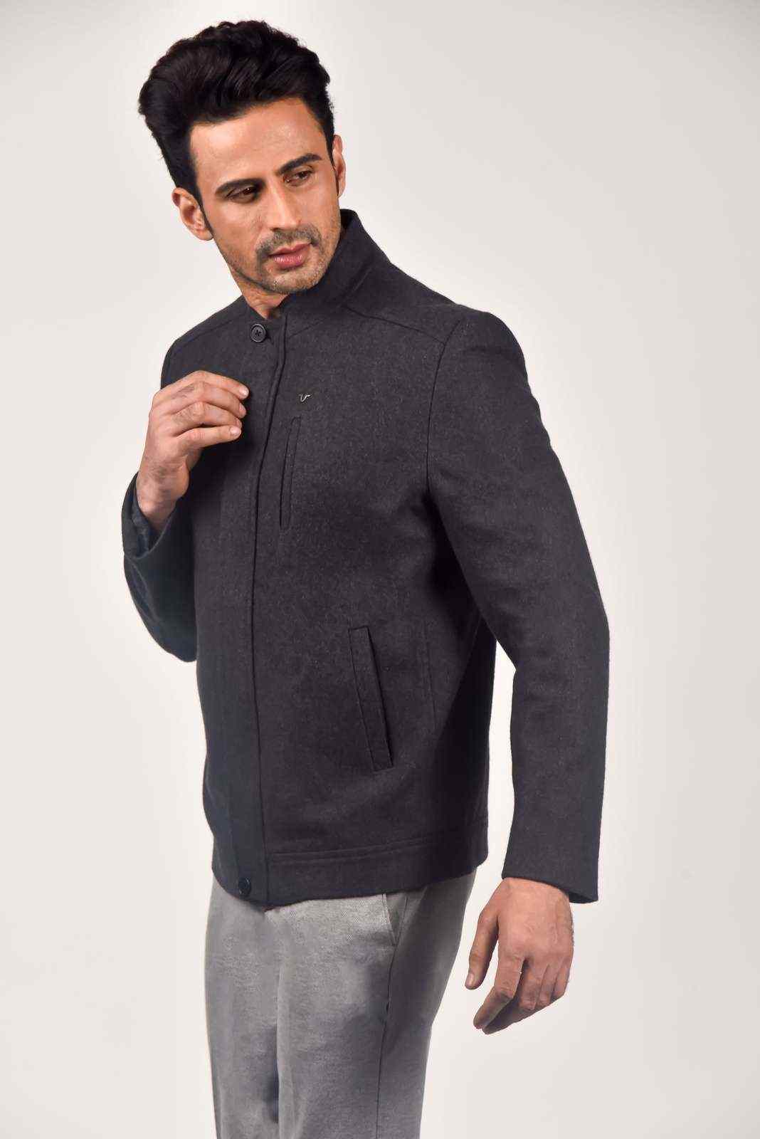 Charcoal Tweed Zipper Jacket house-of-united
