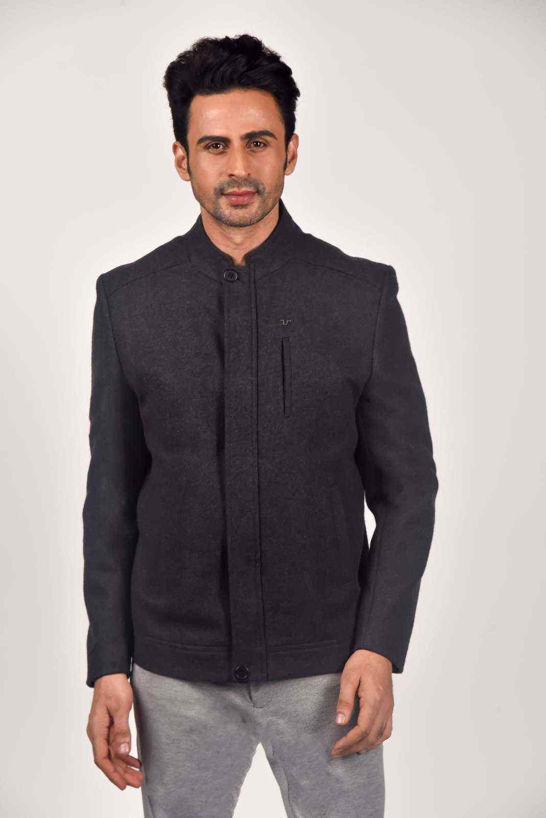 Charcoal Tweed Zipper Jacket house-of-united