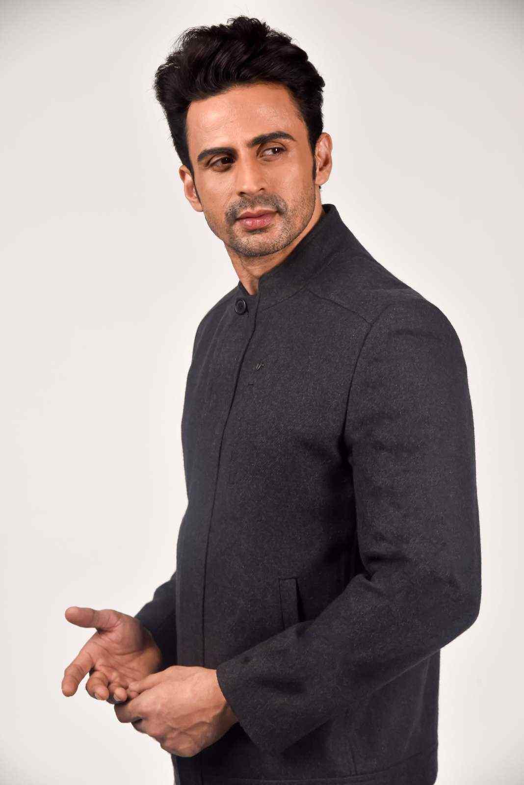 Charcoal Tweed Zipper Jacket house-of-united