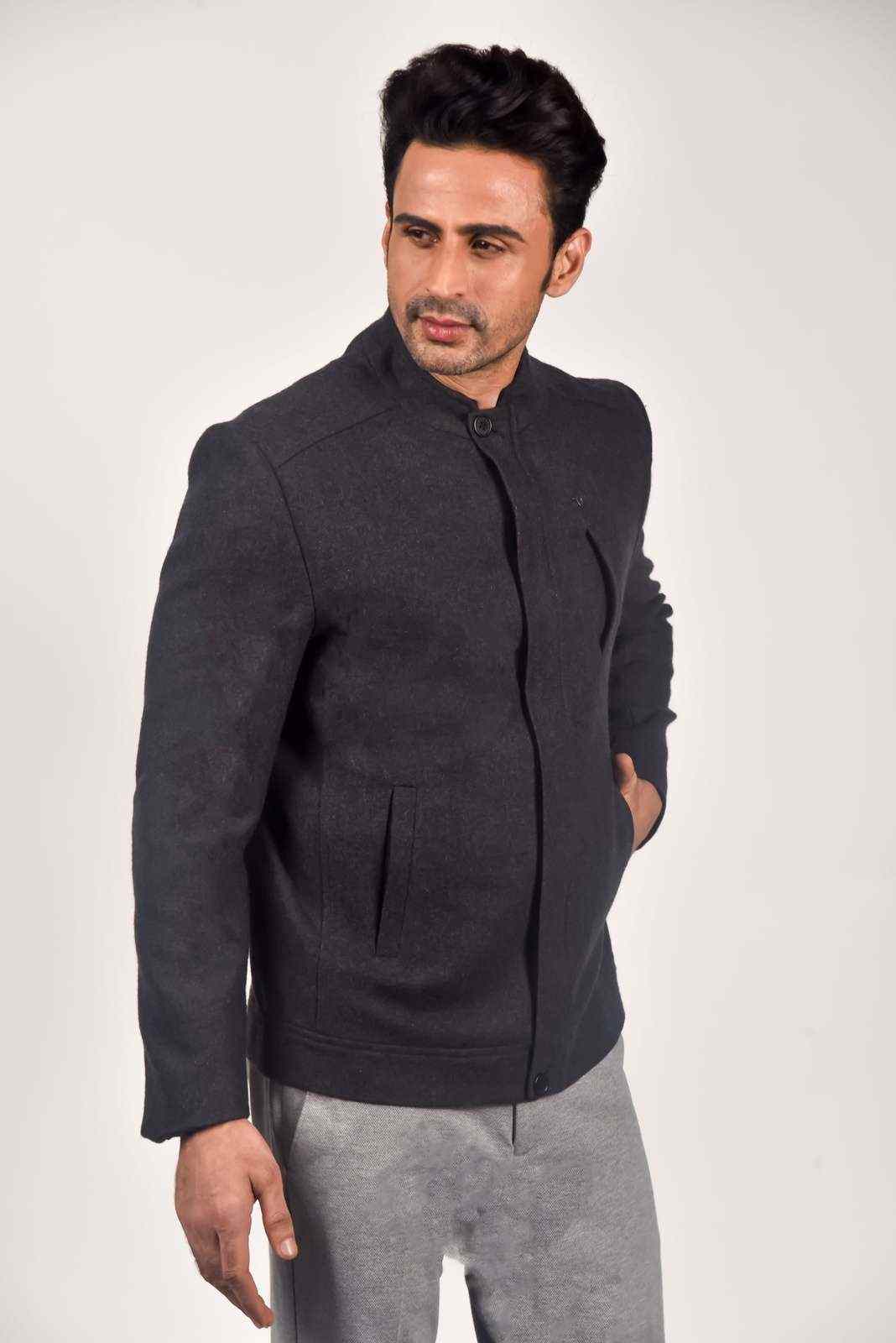 Charcoal Tweed Zipper Jacket house-of-united