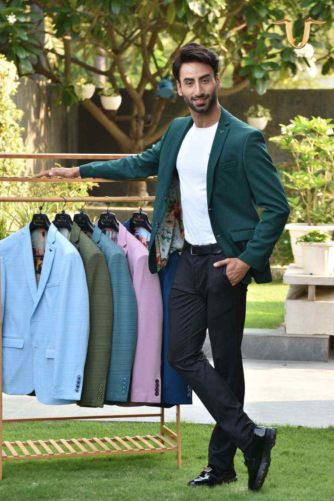 Dark Green Stretch Knitted Blazer house-of-united