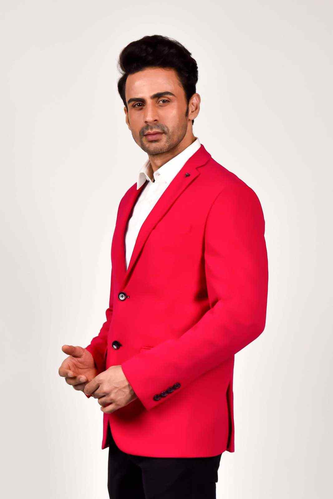 Fuchsia Knitted Blazer house-of-united
