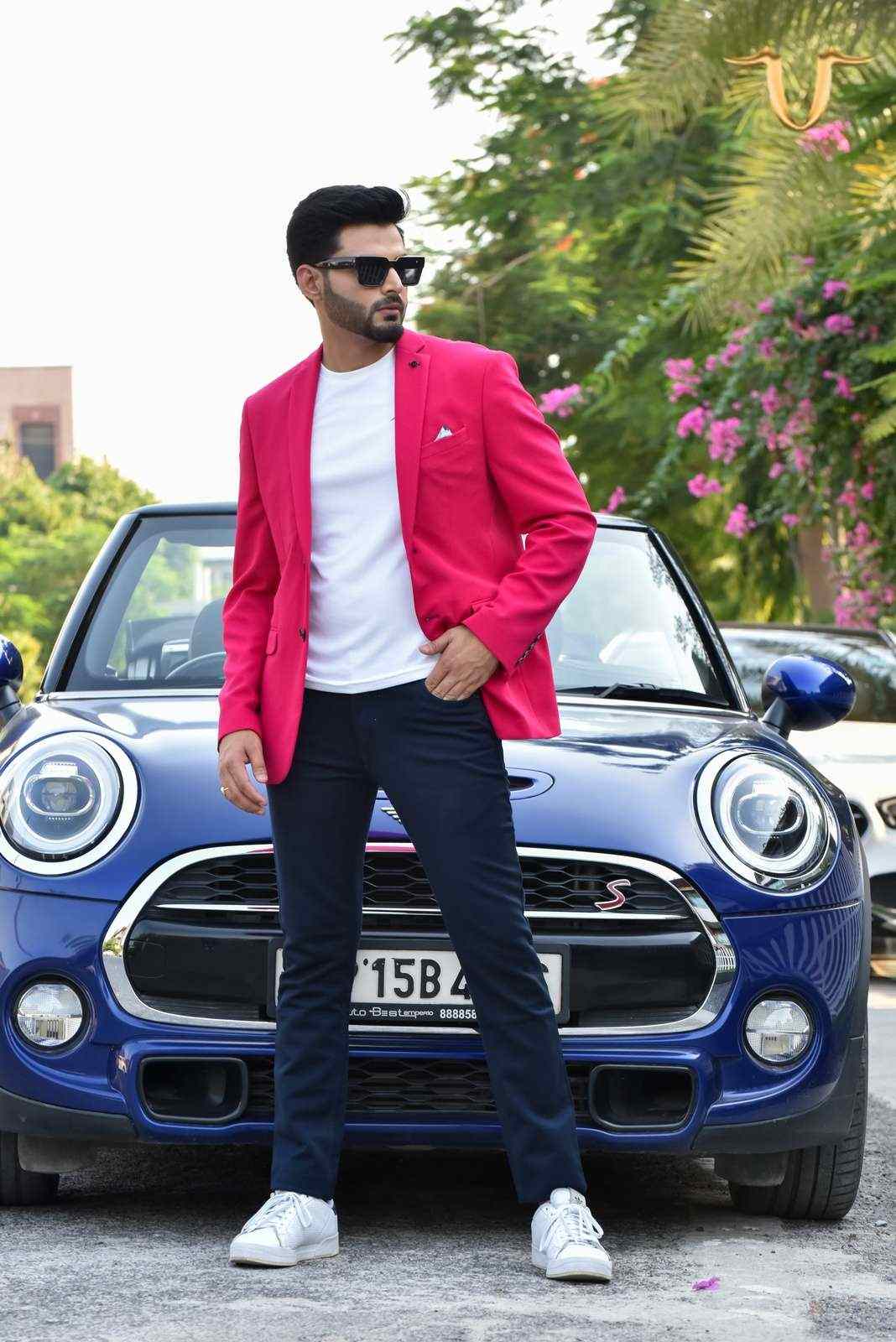 Fuchsia Stretch Knitted Blazer house-of-united