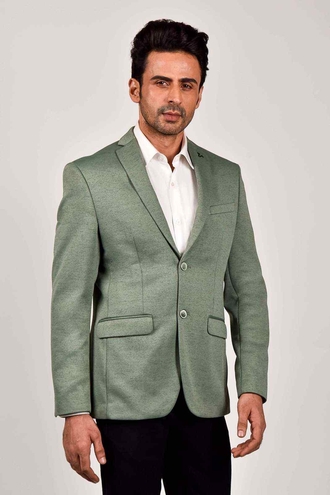 Green Knitted Blazer for Party house-of-united