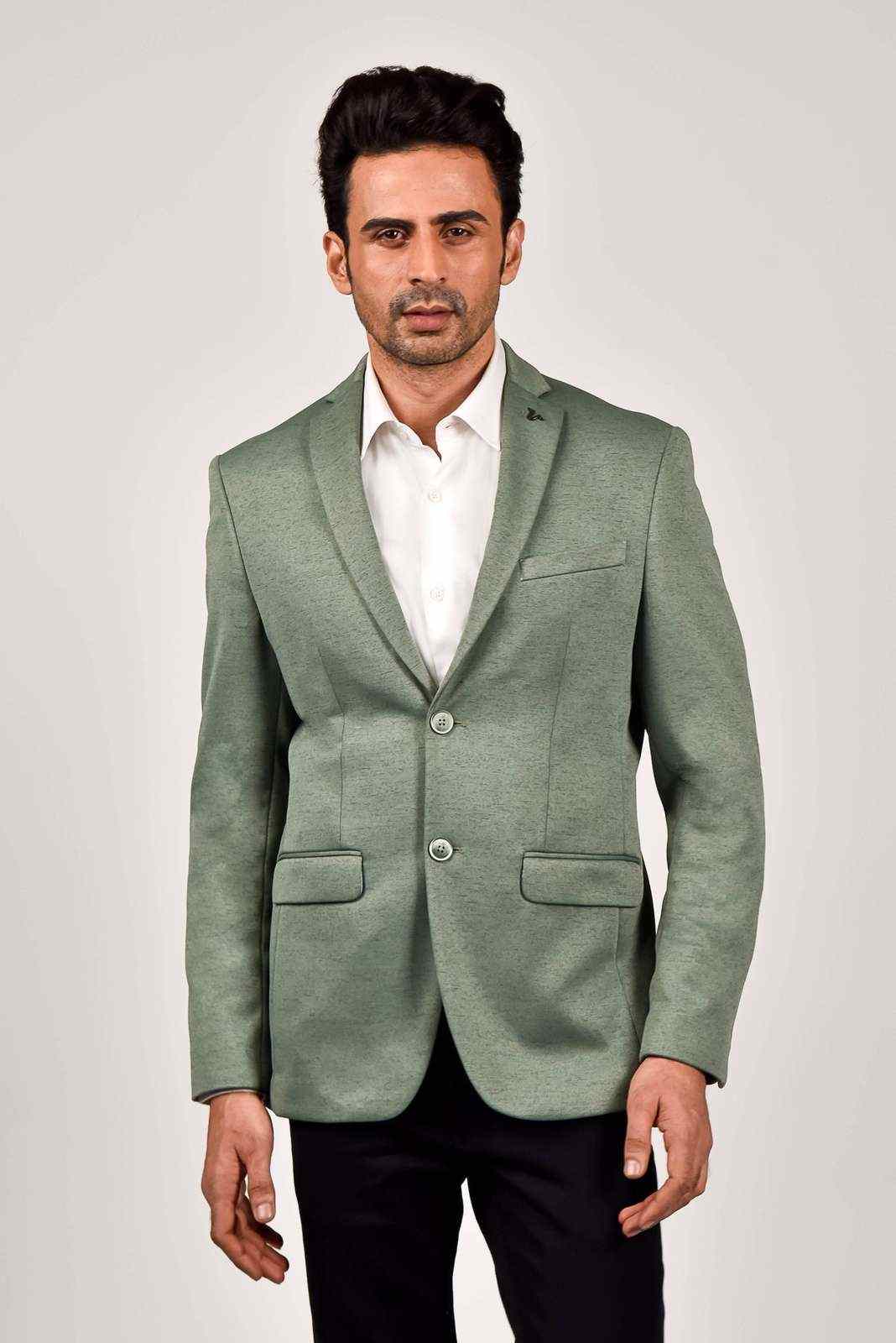 Green Knitted Blazer for Party house-of-united