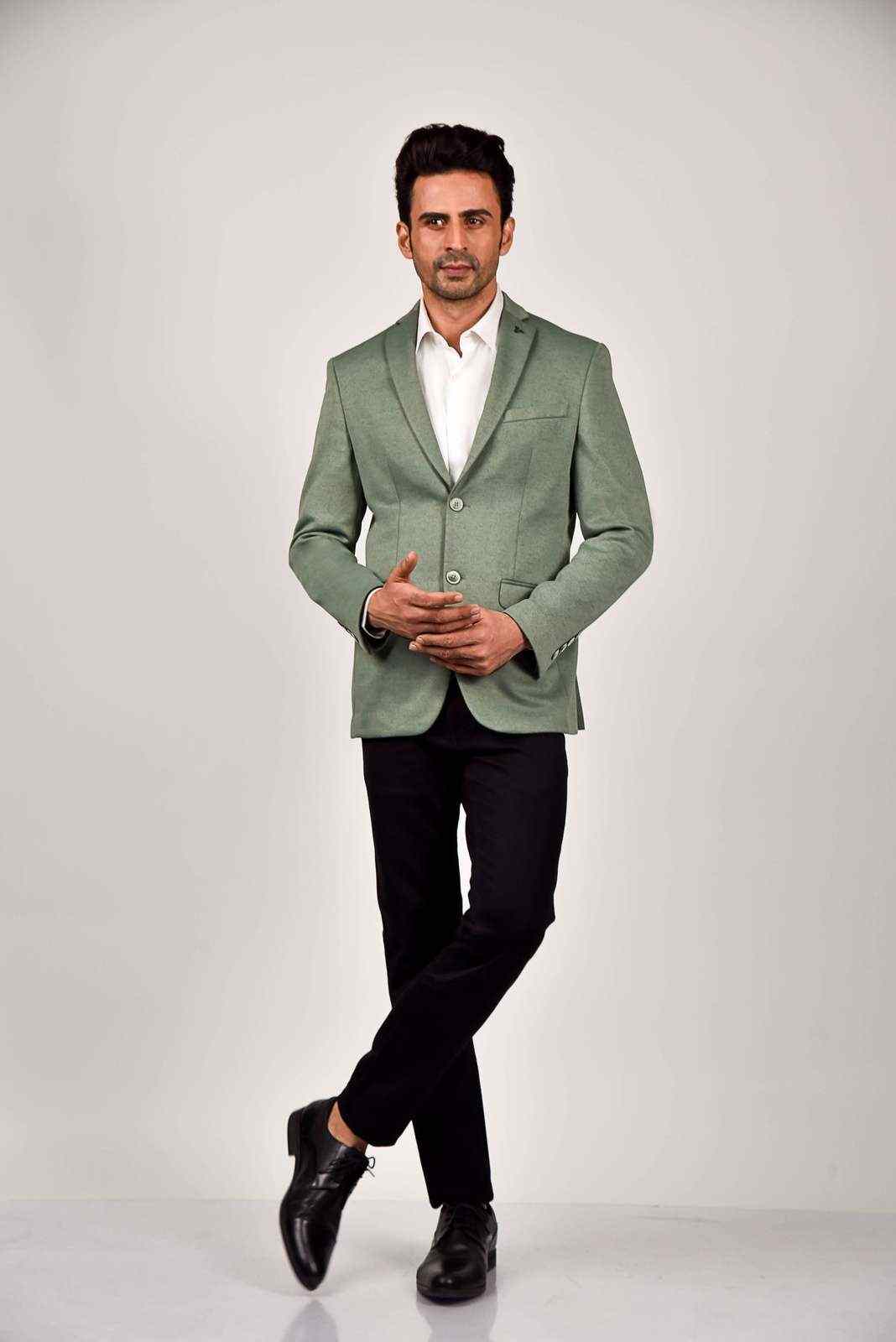 Green Knitted Blazer for Party house-of-united