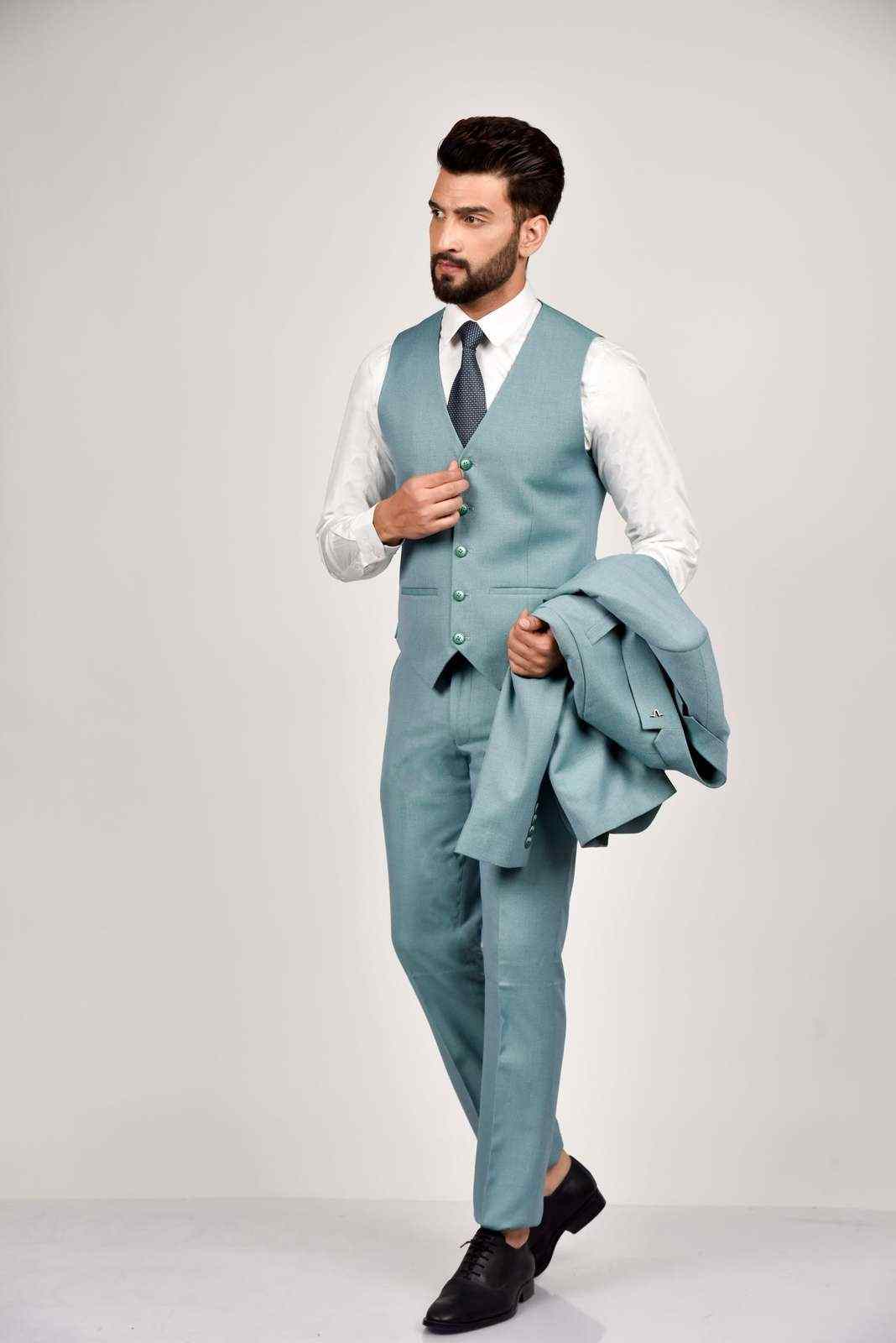 Green Linen 3 Pc Suit house-of-united