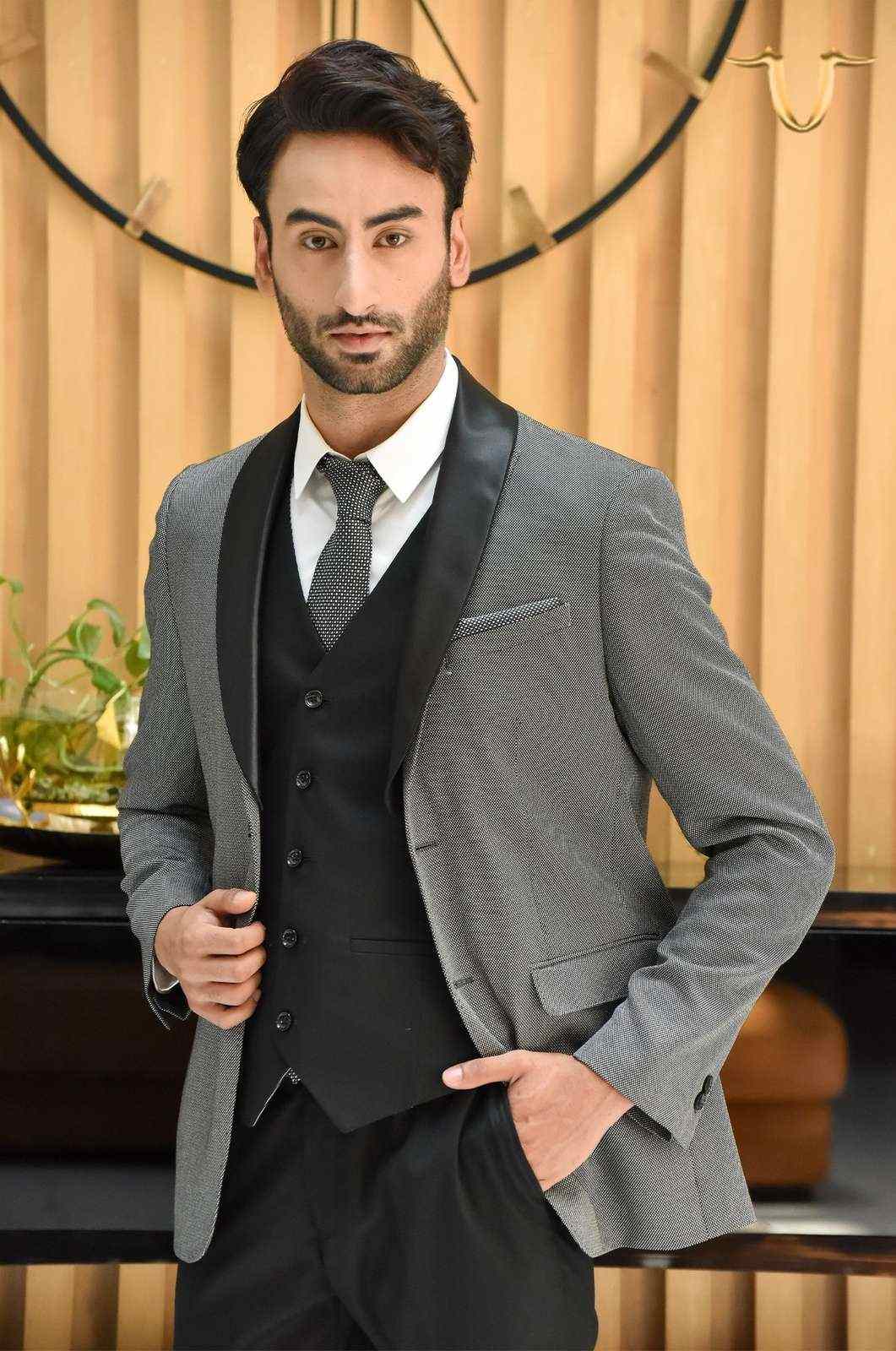 Grey 4 Pc Suit With Contrast Waistcoat And Trouser house-of-united